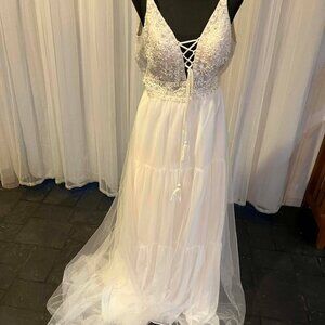 Long White Wedding Gown